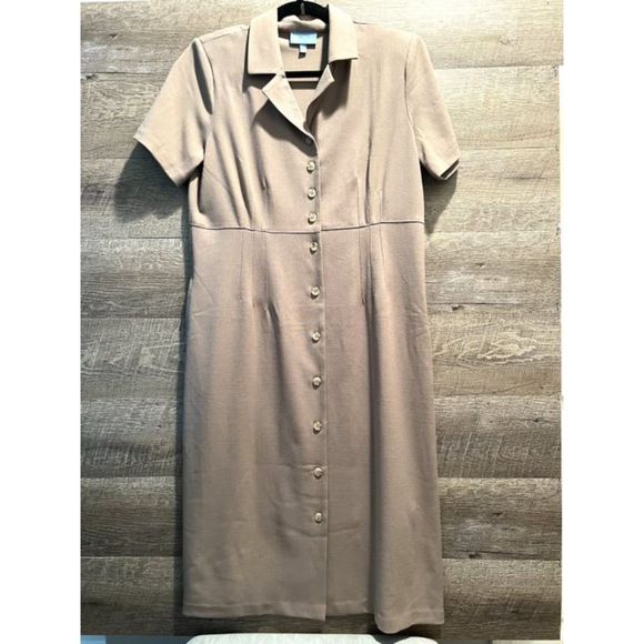 Koret Button Up Below Knee Dress Size 10 Petite - Picture 1 of 5